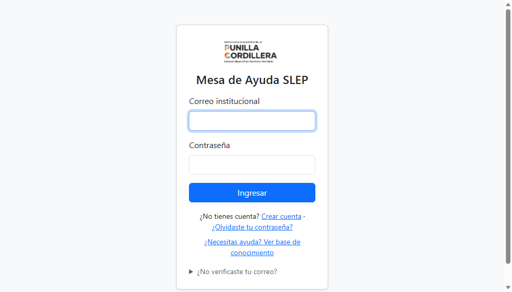 Formulario de inicio de sesión