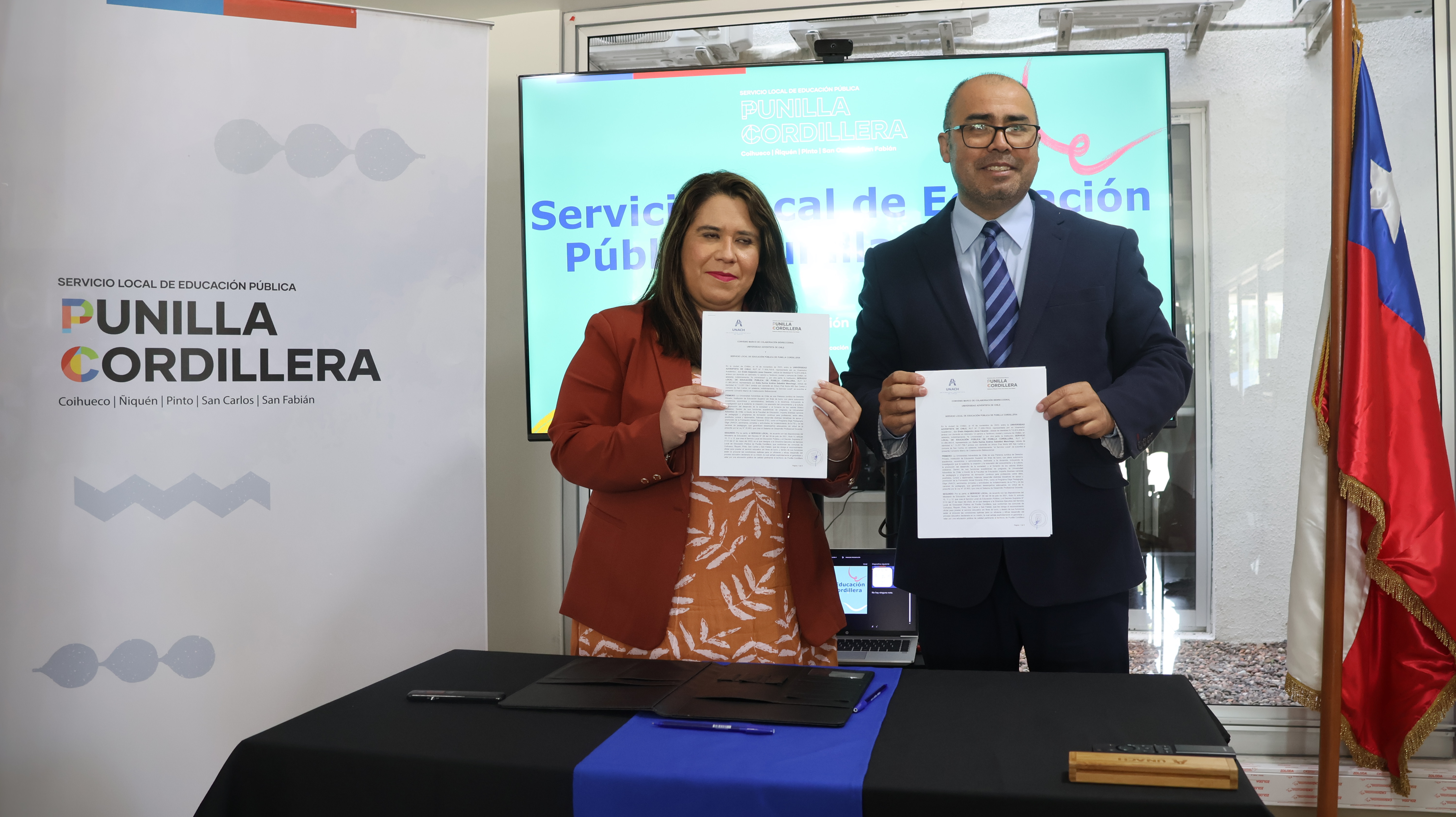 Avanza la Nueva Educación Pública: SLEP Punilla Cordillera y la Universidad Adventista de Chile firman convenio de colaboración